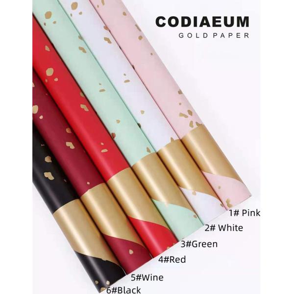 Gold Printed Florist Wrapping Paper 58x58cm Metallic Style