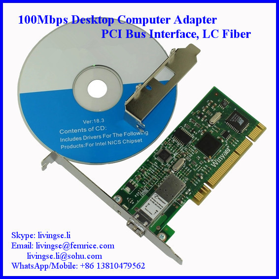Femrice 100M Desktop Computer Adapter Intel 82559 Chipset, PCI Bus Type, LC