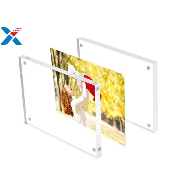 Clear Double Sided Acrylic Block Photo Frame , Acrylic Magnetic Picture Frames