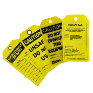 Caution Tag Vinyl Yellow And Black Tag Roll Double Side Printed Logo For Warning