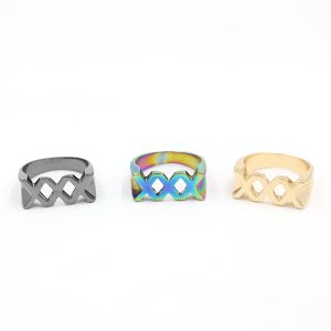 Fashion Gold Tone Black Color Colorful Finger Rings For Women Men