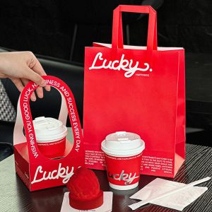 Coffee Cup Carrier Custom Printed Takeout Drink Holder Bulk Disposable Hot Cold