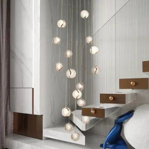 Villa Hotel Loft Staircase Hanging Light Fixture Design Modern Acrylic