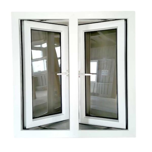 High Weather Resistance 60 PVC Series Glass Casement Windows With Mosquito Net