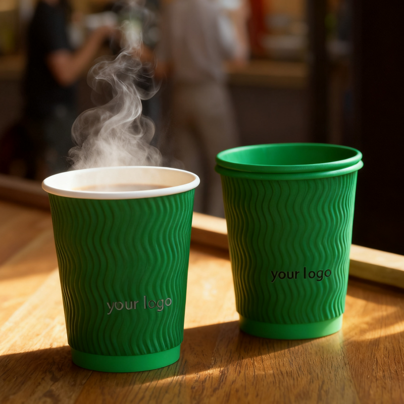 Eco-friendly disposable paper cup with lid customized printing logo