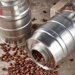 Polishing Round Coffee Tin Cans , Metal Coffee Container With 4 Color Printing