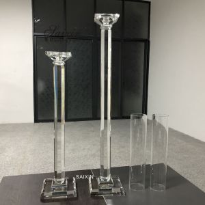 Luxury Crystal Candle Holders Wedding Centerpiece Tall Chimney 90CM