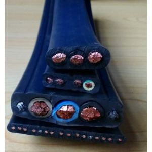 Flat Rubber Crane Cable with Steel Wire Supporting