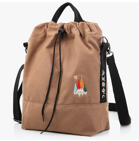 Women Canvas Tote Handbags Casual Shoulder Work Bag Crossbody Bag with Sunshine Embroidery