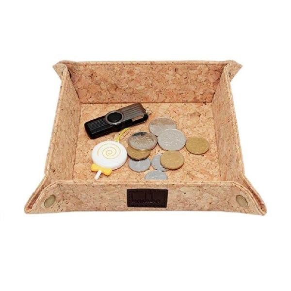 Eco-Friendly Vegan 8'' Natural Cork Tray for Jewelry, Key Phone, Coin Box Storage