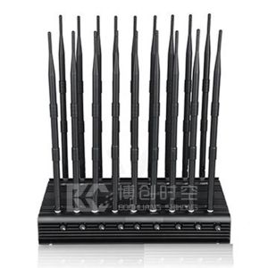 China 22 channels of power adjustable multifunctional 5G mobile phone signal jammer VHF,UHF interphone jammer GPSwifi jammer on sale