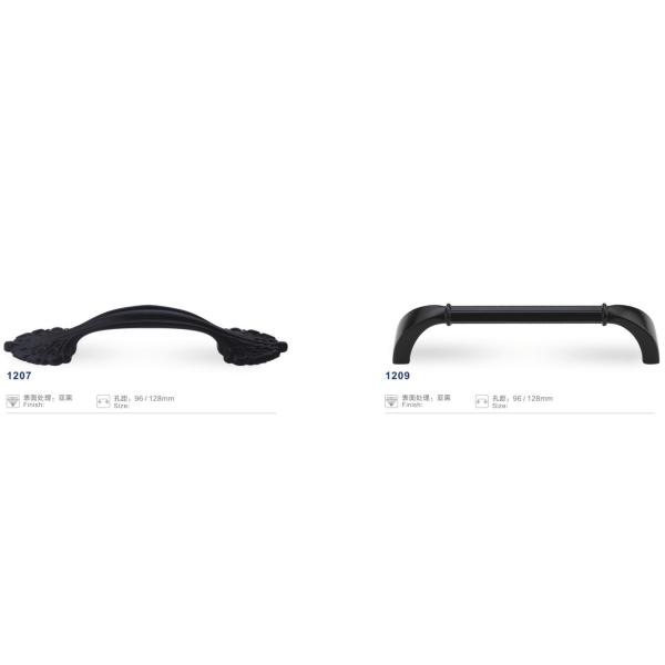 Wardrobe Drawer / Door And Cabinet Handles Matte Black Finish American Style