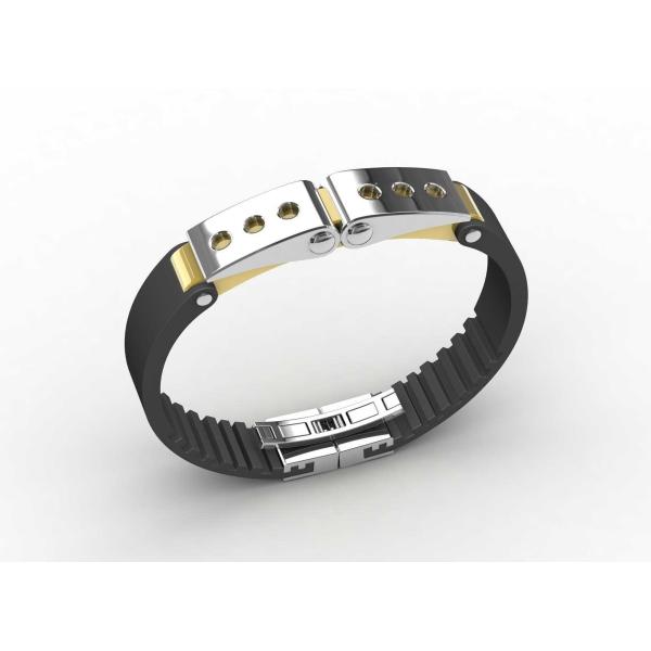 Top Quality Europe Fashion Stainless Steel Genuine Leather Silicone Bangle