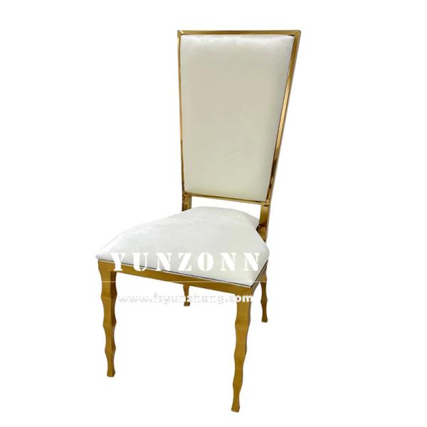 Unique Bamboo Shape Legs Hotel Banquet Chair Gold Stainless Steel Wedding Chair for Event Party Rental
