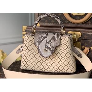 Hollow Out Womens Luxury Handbag , Snakeskin Off White Crossbody Bag