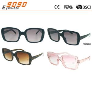 Fashionable design rectangle plastic sunglasses with UV 400 protection lens