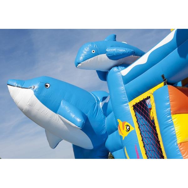 Famous Blue Dolphin Party Castle Bounce House Durable PVC Material