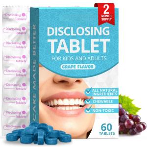 60 Count Chewable Disclosing Tablets For Kids Teeth Individually Wrapped Grape