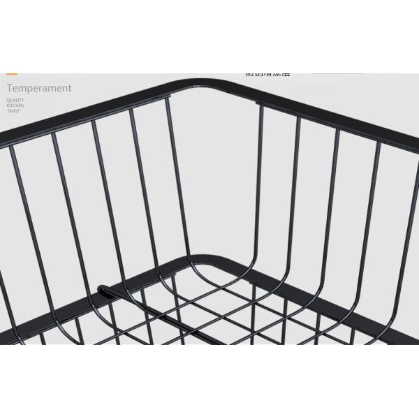 Black Kitchen Basket With Wheels Home Floor Multi-Layer Storage Rack Vegetable Rack