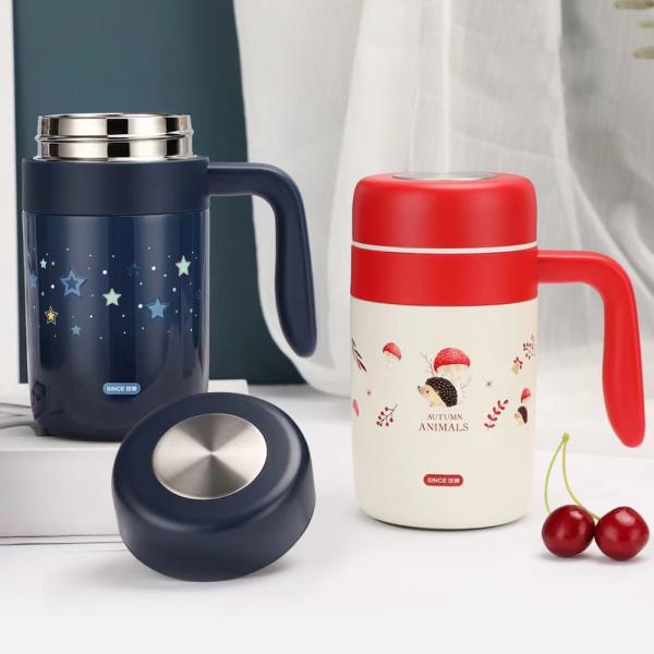 460ml Stainless Steel Insulated Travel Tumblers With Tea Infuser, Double Wall Vacuum Camping Cup for Hot & Cold Drinks Tea