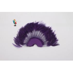 Stripped Heckle Feather Fan , Goose Hand Held Feather Fans For Decoration