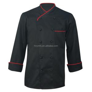 Customized Long Sleeve White Black Poly - Cotton Blend Personalized Chef Jackets