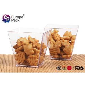 Square Disposable Plastic Dessert Cup Transparent 7 Oz Eco Friendly