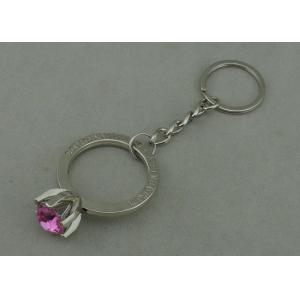 Purple Rhinestone Promotional KeyChain With Chrome Plating , Full Relief Design