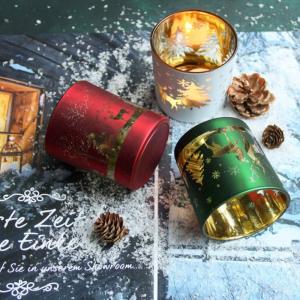 Customized Frosted Glass Candle Holder For Christmas