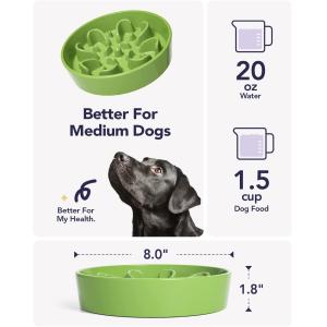 1.5 Cups Ceramic Dog Feeder Bowl Slow Down Eating