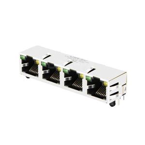 Quality LPJE401-0AHNL Tab Up Green/Yellow LED 1X4 Port RJ45 Modular Jack Without Integrated Magnetics for sale