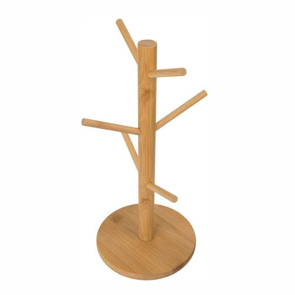 Buy Wooden 15x35 Cm Coffee Cup Organizer Dryer Mug Stand With 6 Storage Hooks at wholesale prices