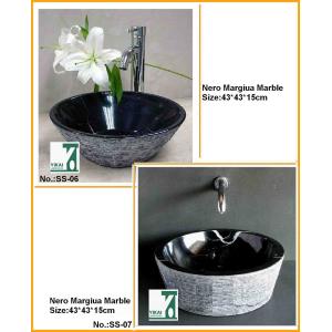 Quality Natural Black Granite Marble Round Basin Sink for Bathroom for sale