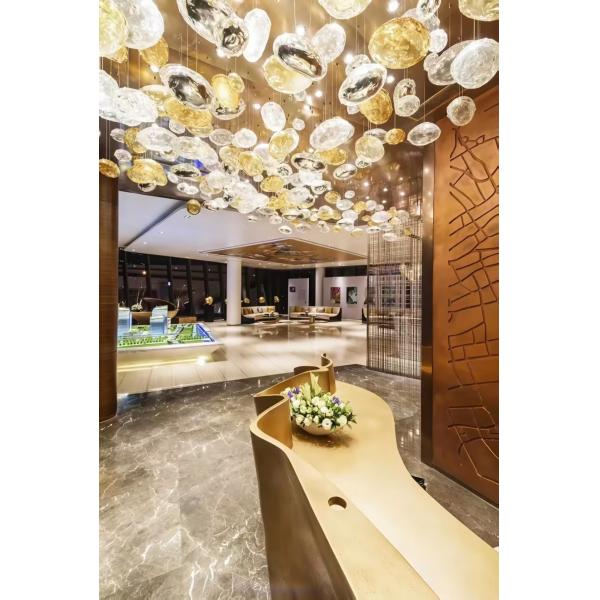 Custom Non-Standard Cobblestone Glass Chandelier Hotel Lobby Sand Table Shape Atmoseric Lamp Sales Chandeliers Pendant Lights