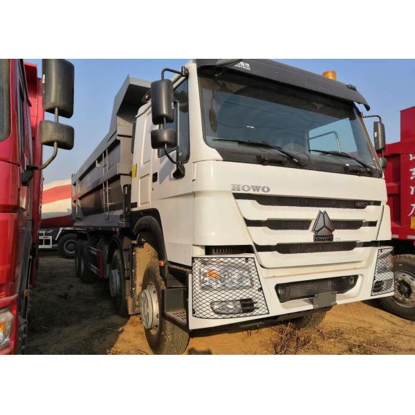 8x4 Driven 40 Ton Heavy Duty Dump Truck Howo 12 Wheel For 30 Cubic Cargo White Color