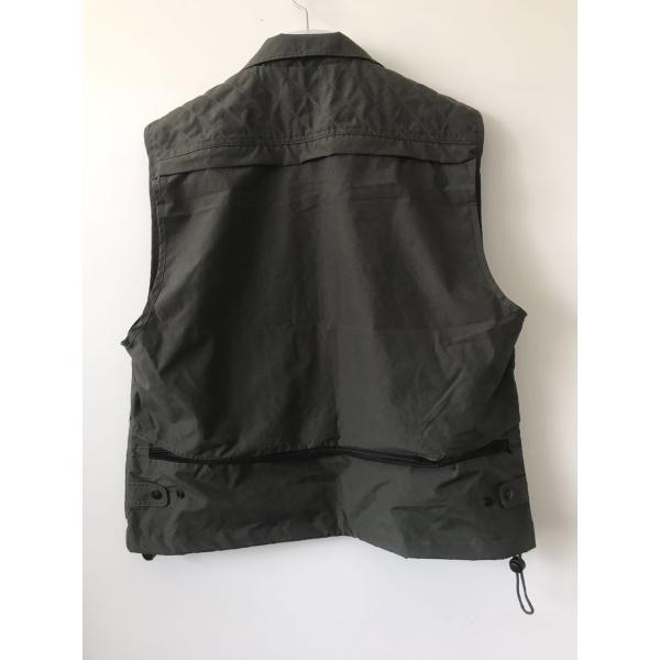 Fishing vest 033 no hood in taslan fabric, olive green color, water proof, quick dry, S-3XL