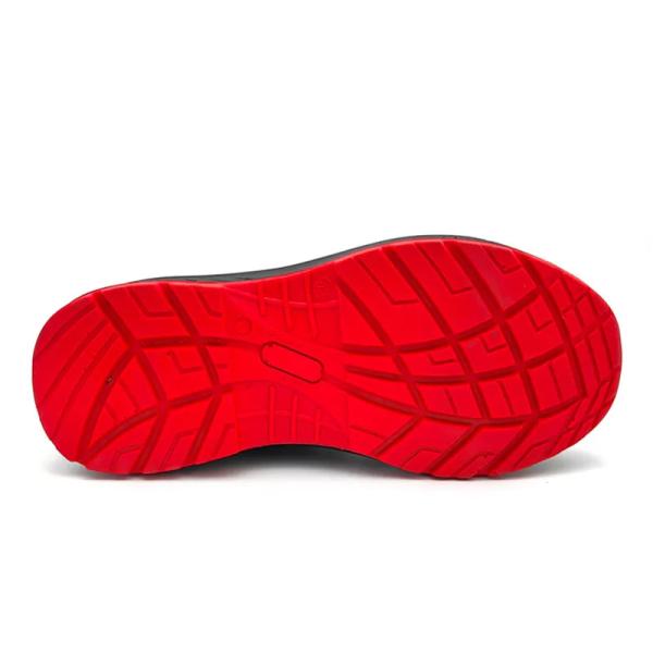 KPU Breathable Mesh Work Boots S3 Slip Resistant Steel Toe Shoes Black Red