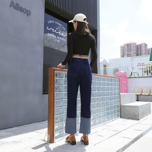 Roll Up 100% Cotton Indigo Blue Acid Wash Jeans Long Casual 36 38 40 Size