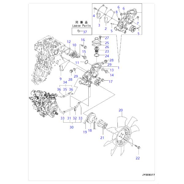 YM129155-49801 YM12915549801 Thermostat For KOMATSU Excavator PC27MR PC27R PC30MR PC35MR