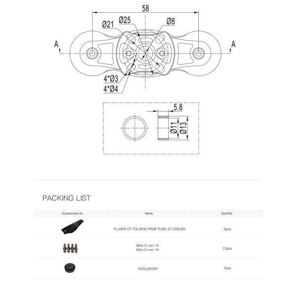 28.2X9.2 Inch Glossy Carbon Fiber Folding Propeller