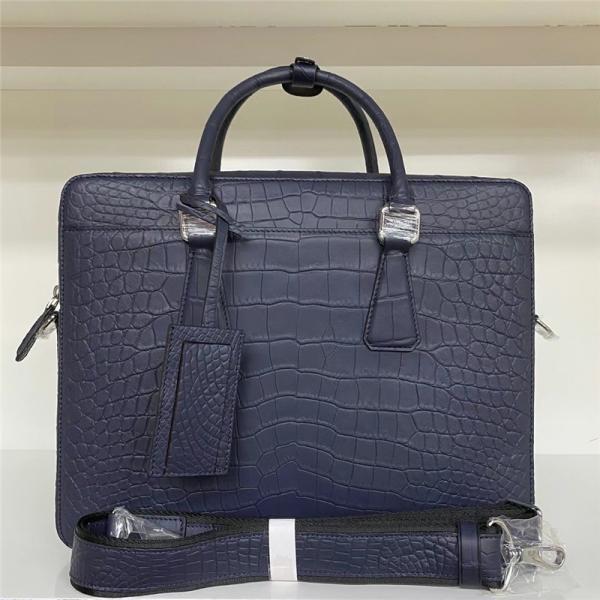 Authentic Crocodile Belly Skin Matt Finish Navy Blue Businessmen Briefcase Purse Genuine Alligator Leather Male Handbag