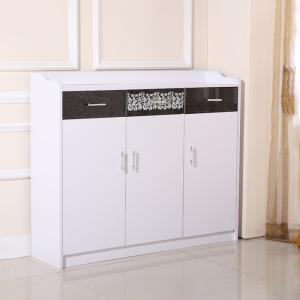 Melamine MDF Wood Shoe Cabinet Cabinet 3 Doors 100cm Height