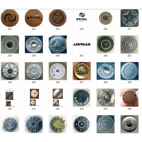 wholesale Custom Logo 17MM 20MM Iron Stainless steel Brass Jeans Button Bottons