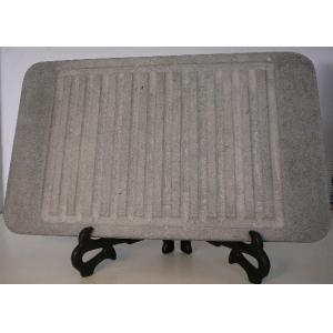 China 32x25cm Stone Grill Plates , Rectangular Stone Cooking Plate With Groove on sale