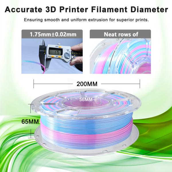 3D Printer Filament Silk Tri-color Rose Red Blue White 1000g Dimensional Accuracy +/- 0.02mm