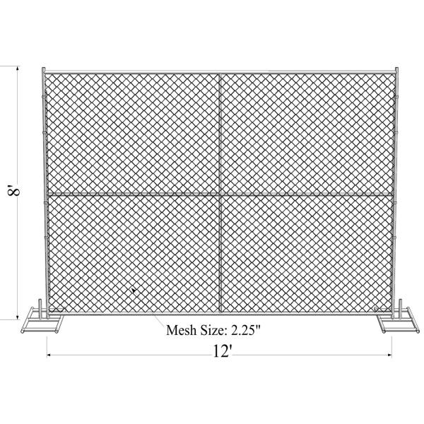 Standard 8'x10' temporary chain link construction horading fence aperture2¼"