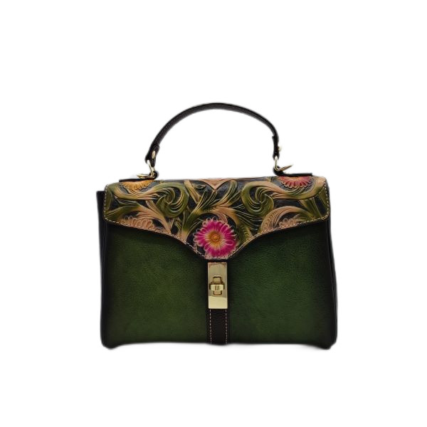 Buy Embossed Retro Handbags For Girls Real Leather Shoulder Bags With Strap FGRE10 at wholesale prices