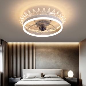 30W Modern Crown Ceiling Lights Fans Lamp LED Remote Control Changeable