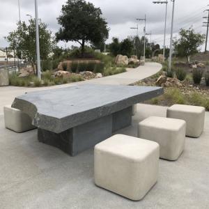 Outdoor Fiber Cement Furniture GRC Concrete Table With Sturdy Legs