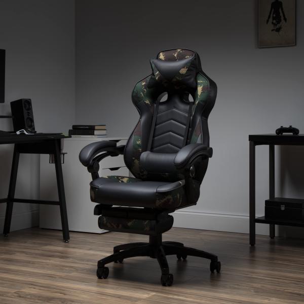 Comfortable Ergonomic Gaming Chair with Adjustable Fabric and Integrated Headrest
